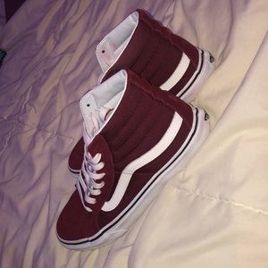 maroon high top vans - 7.5